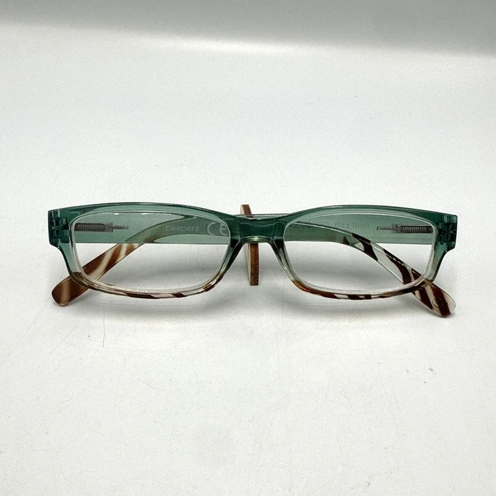 Peepers Sunny Side Up Green Tortoise Rectangular Reading Glasses Frames +2.00